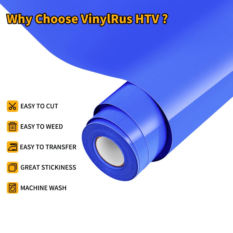 VinylRus الفينيل نقل الحرارة من VinylRus - 12 × 20 قدم حديد أزرق ملكي على لفافة الفينيل للقمصان HTV فينيل للصور الظلية سهلة القطع والأعشاب - Image 4